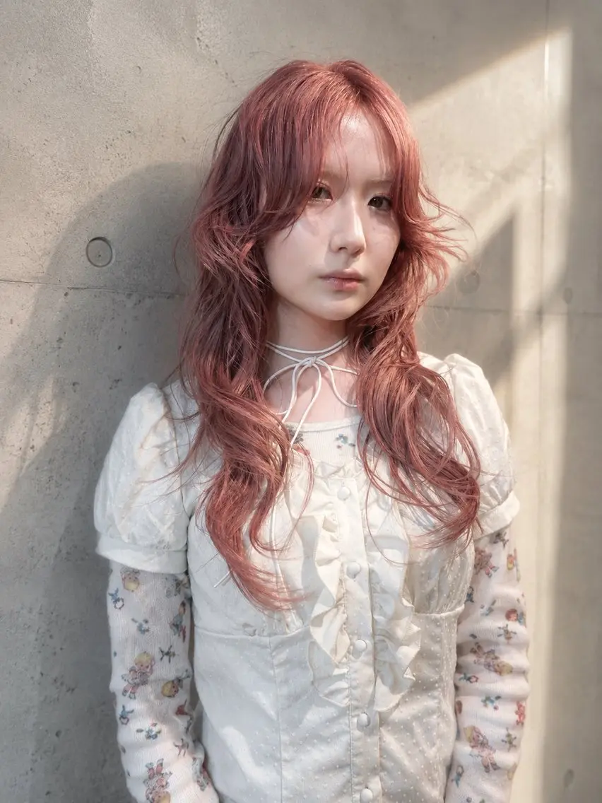 ロング ロングレイヤー 姫カット 韓国風ヘア レイヤーカット ロング カット ヘアカラー 奈良 伶華のヘアスタイル
