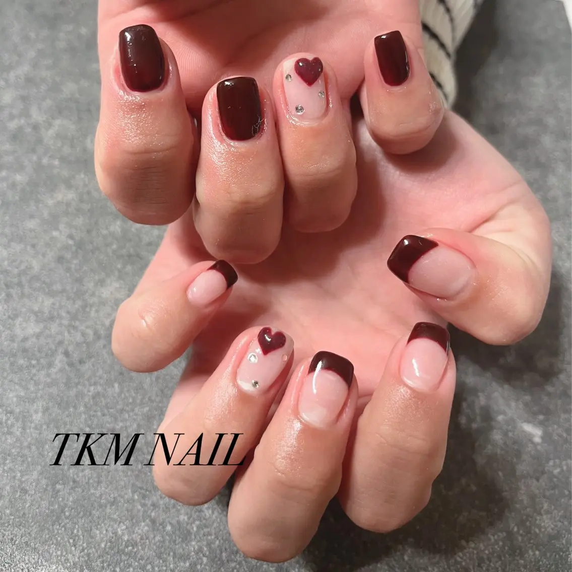 ネイル シンプルネイル バレンタイン ハンドネイル フットネイル ______ TKM  NAILのネイルデザイン