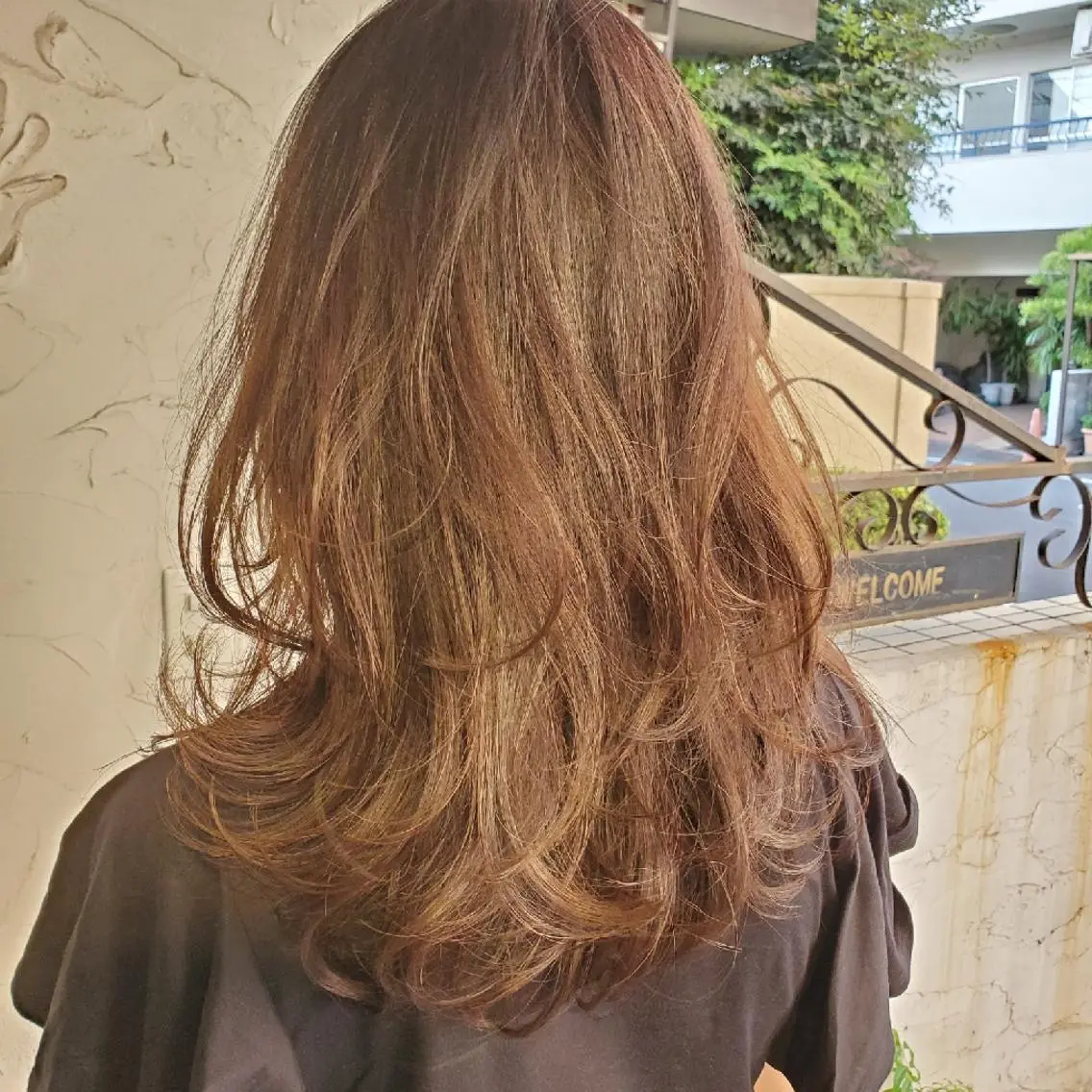 セミロング カット ヘアカラー トリートメント ヘッドスパ 韓国レイヤー柔らかい 地毛風縮毛矯正/マツのヘアスタイル