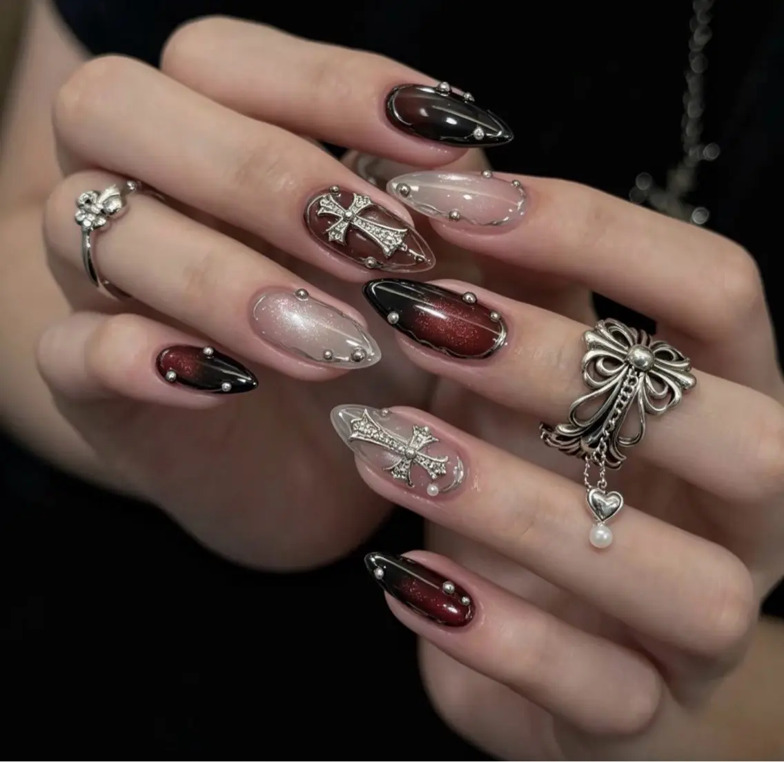 ネイル ボルドー ブラウン フットネイル フレンチネイル グラデーション ハンドネイル Lynn_ Nailのネイルデザイン