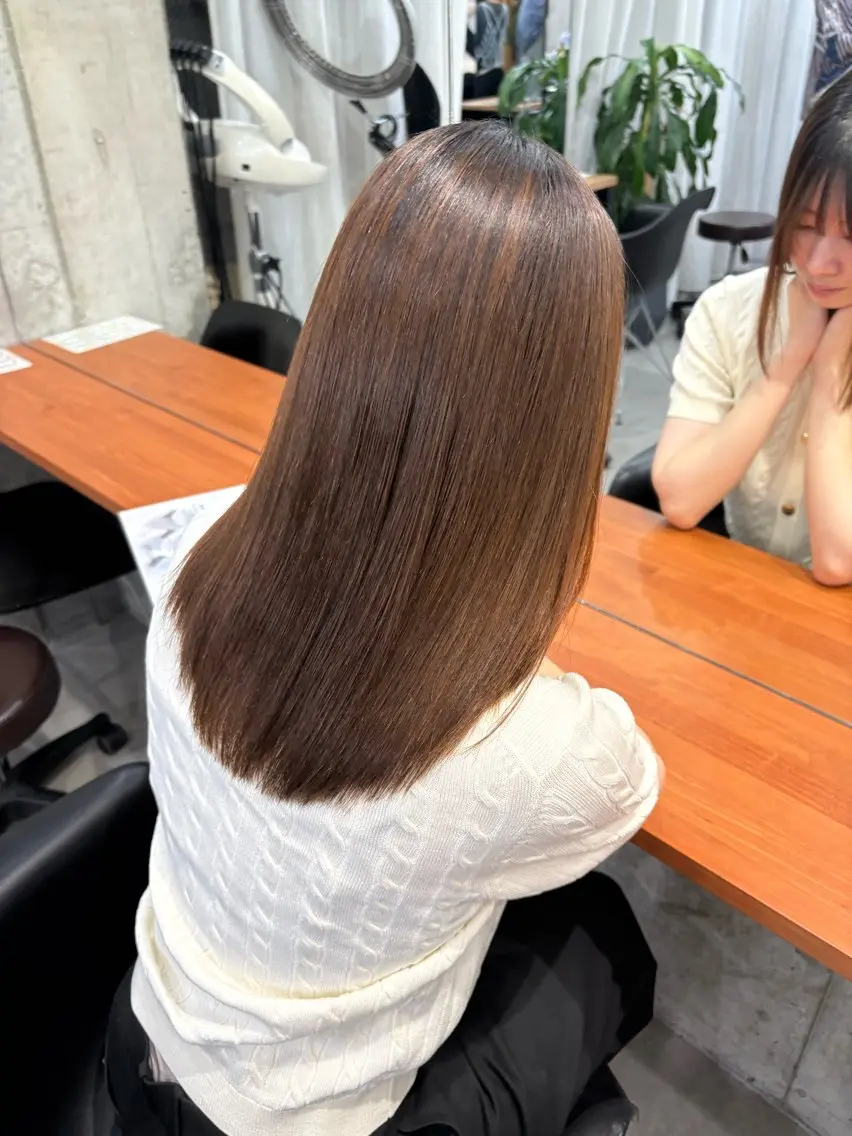 ミディアム 縮毛矯正 髪質改善／縮毛矯正 関根青葉のヘアスタイル