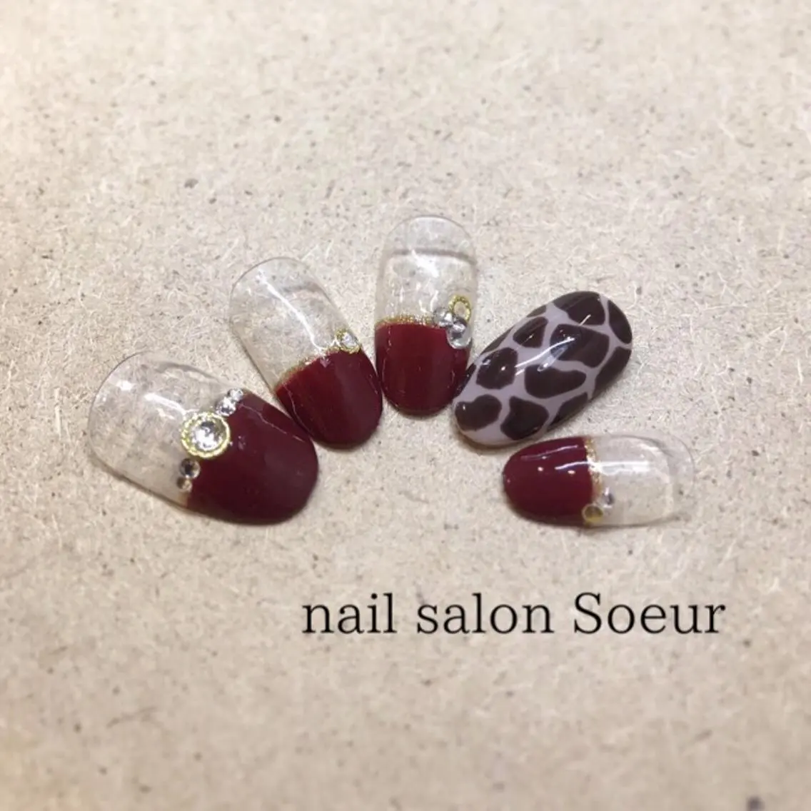 ネイル アニマル柄 アートネイル べっ甲ネイル フレンチネイル nail salon Soeurのネイルデザイン