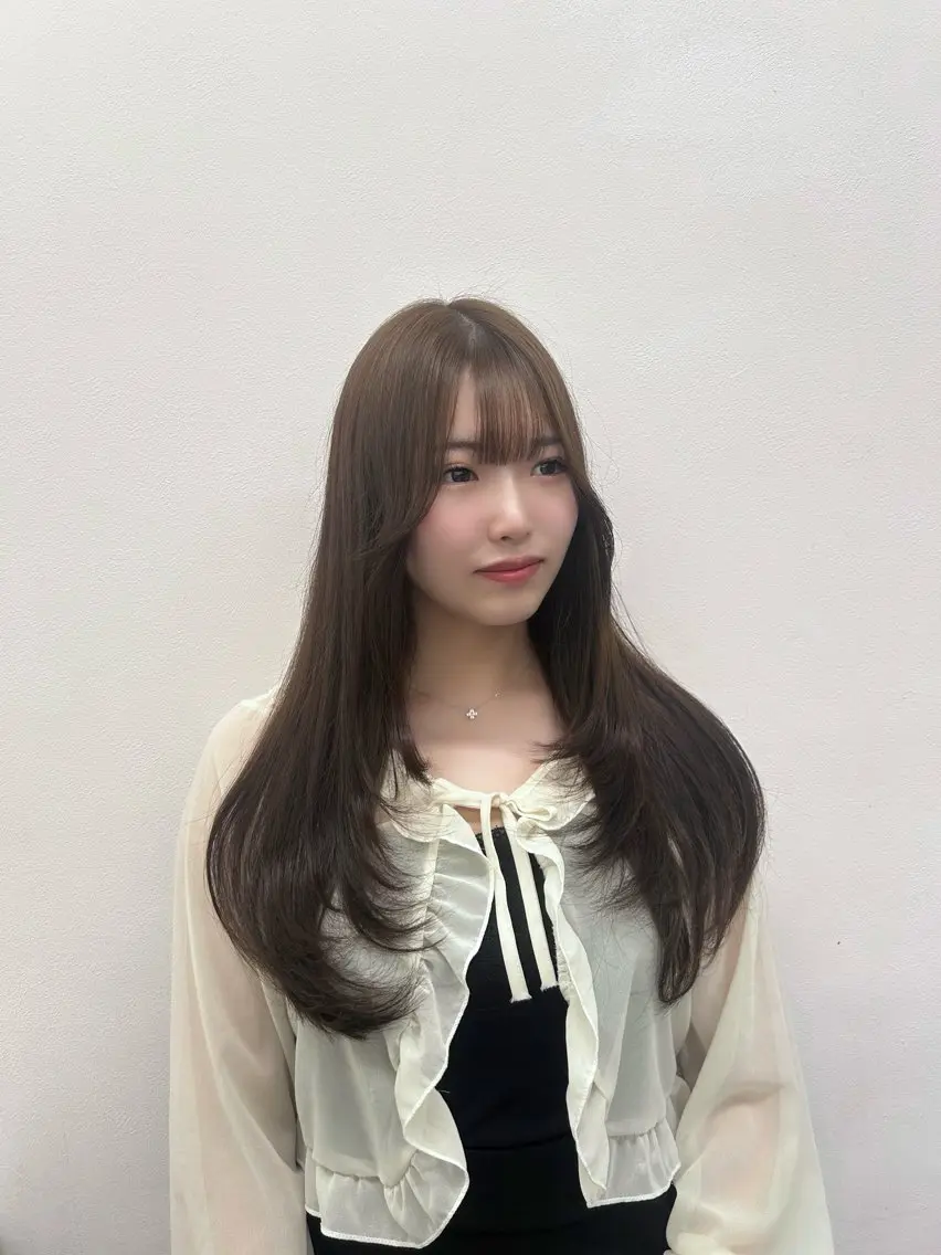 ロング カラー パーマ ヘアアレンジ メンズ キッズ ブリーチなしカラー/ ブラウン/レイヤーのヘアスタイル