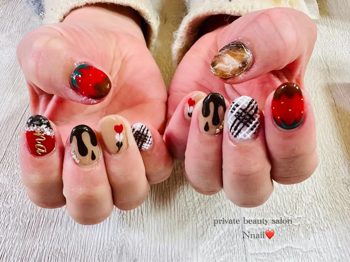 ネイル バレンタイン 🌿Nnail🌿 プライベートサロンのネイルデザイン