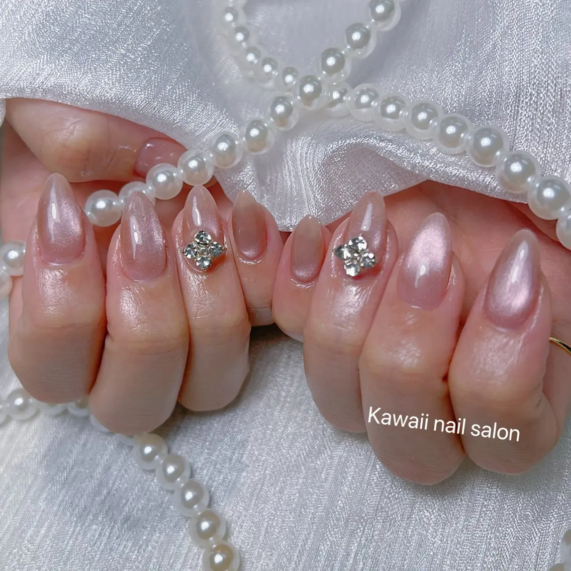ネイル チークネイル ドット フレンチネイル 韓国ネイル レース Kawaii _Nailのネイルデザイン