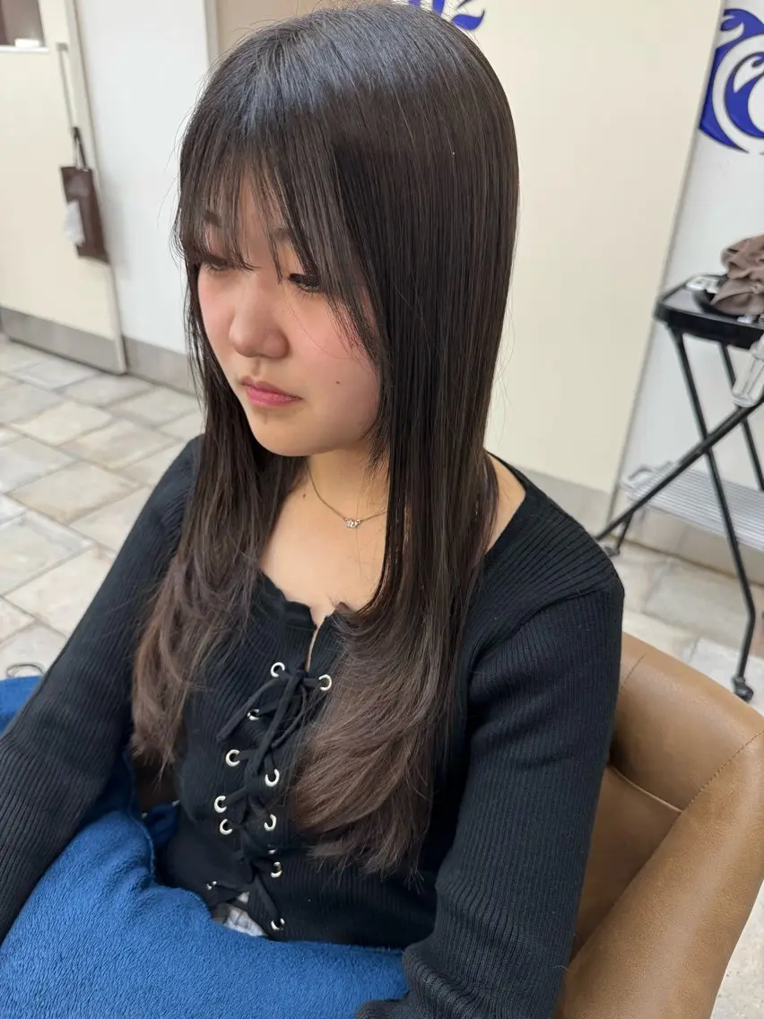 ロング 顔周りカット カット トリートメント 🍒透明感カラー/ 艶カラー/さくら🍒のヘアスタイル