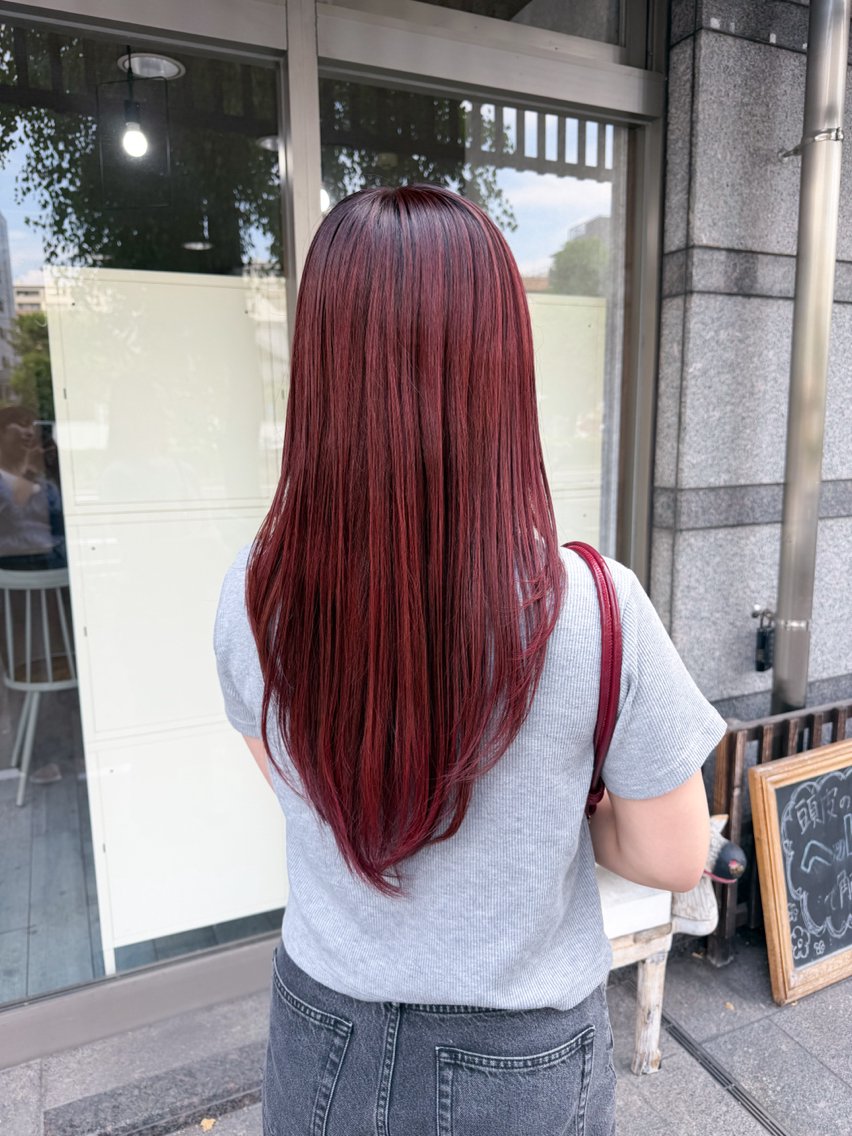ロング カラー ブラウンカラー レッドカラー レッドブラウン ヘアカラー トリートメント イワタ マハ/ minim hairのヘアスタイル