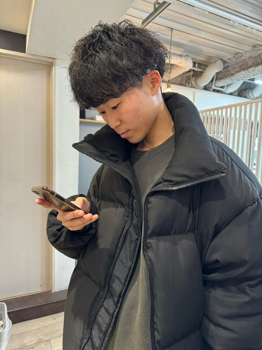 カラー パーマ メンズ アップバング センターパート マッシュ メンズパーマ スパイキーショート 【池袋/スパイキー ショート】ⓝⓘⓜⓤのヘアスタイル