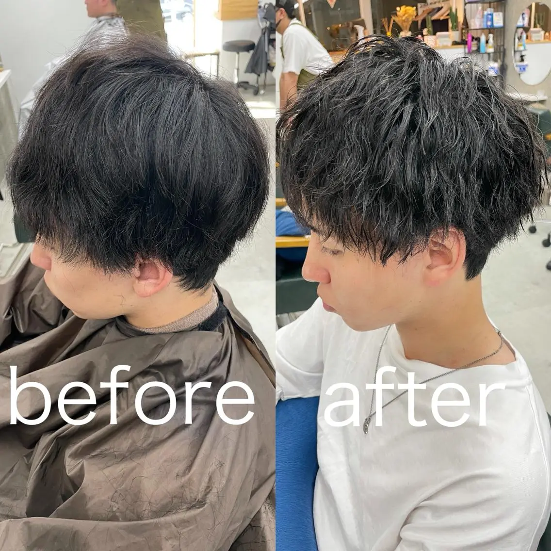 ショート パーマ メンズ カット パーマ トリートメント Lull1人美容室 バレイヤージュのヘアスタイル