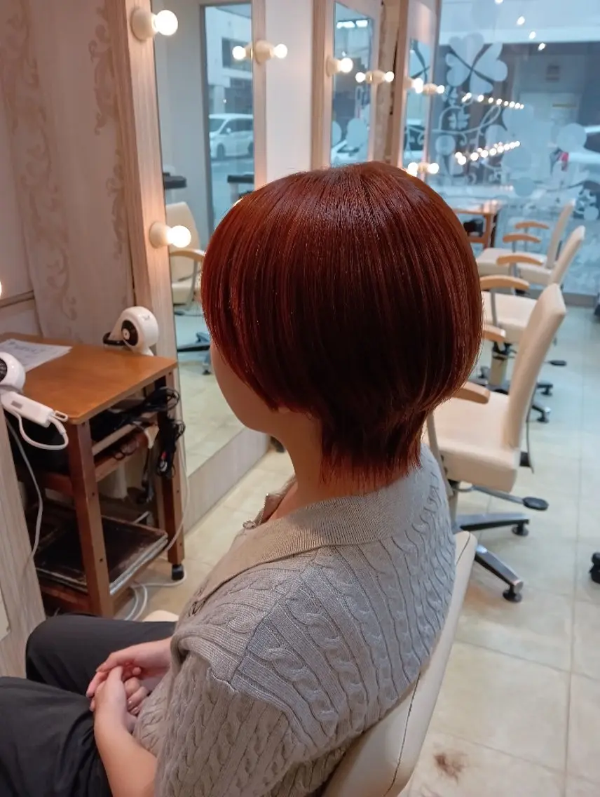 ショート オレンジブラウン カット ヘアカラー ショート/似合わせ みやじまのヘアスタイル