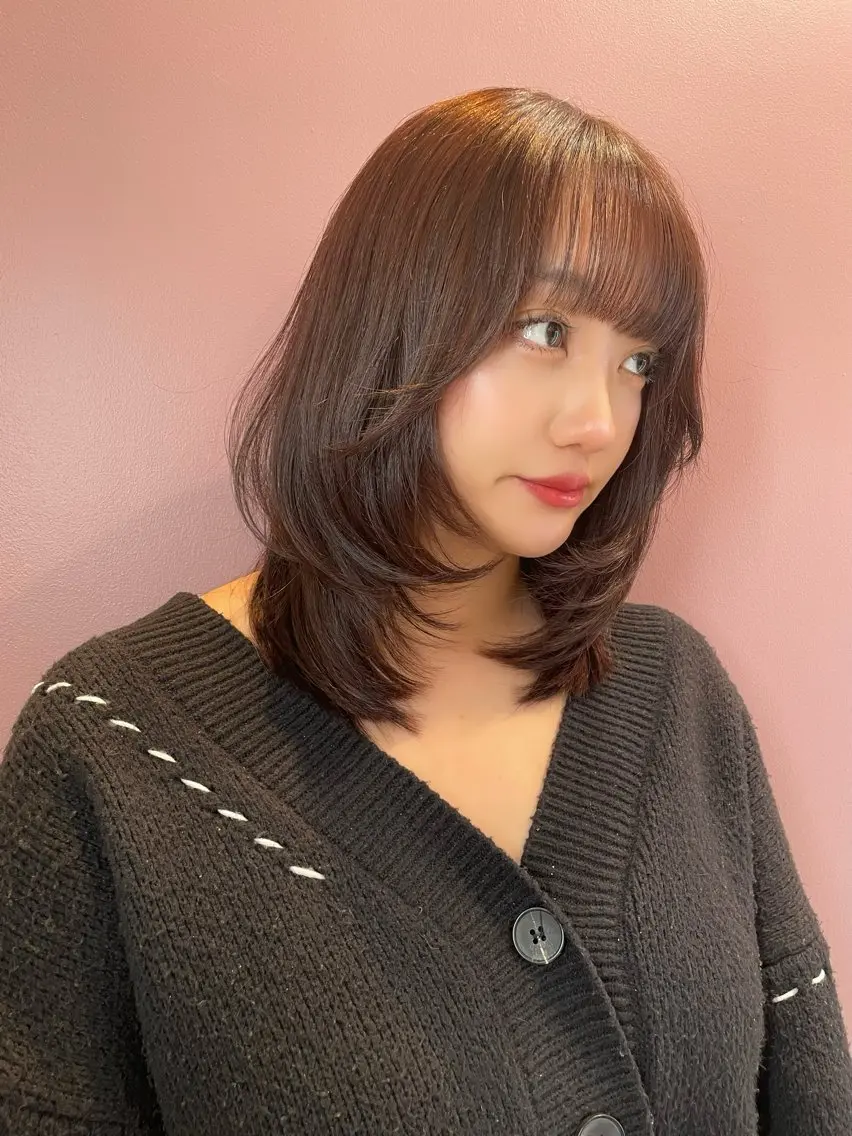 ミディアム カット ヘアカラー 韓国✖️網紅🖤 パーマYURIYAのヘアスタイル