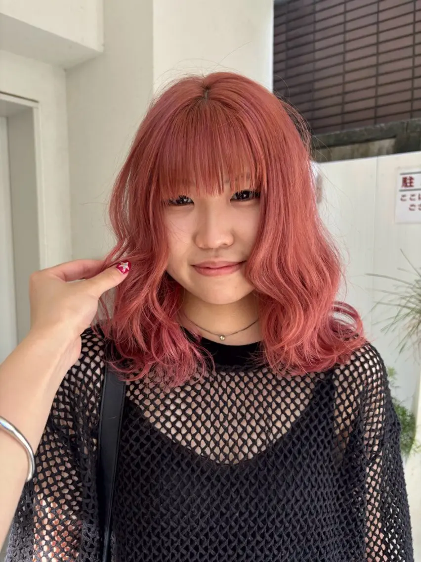 ミディアム カラー ピンクカラー ヘアカラー トリートメント ヘッドスパ ヘアセット ケアブリーチ🎵 エクステ/りりのヘアスタイル