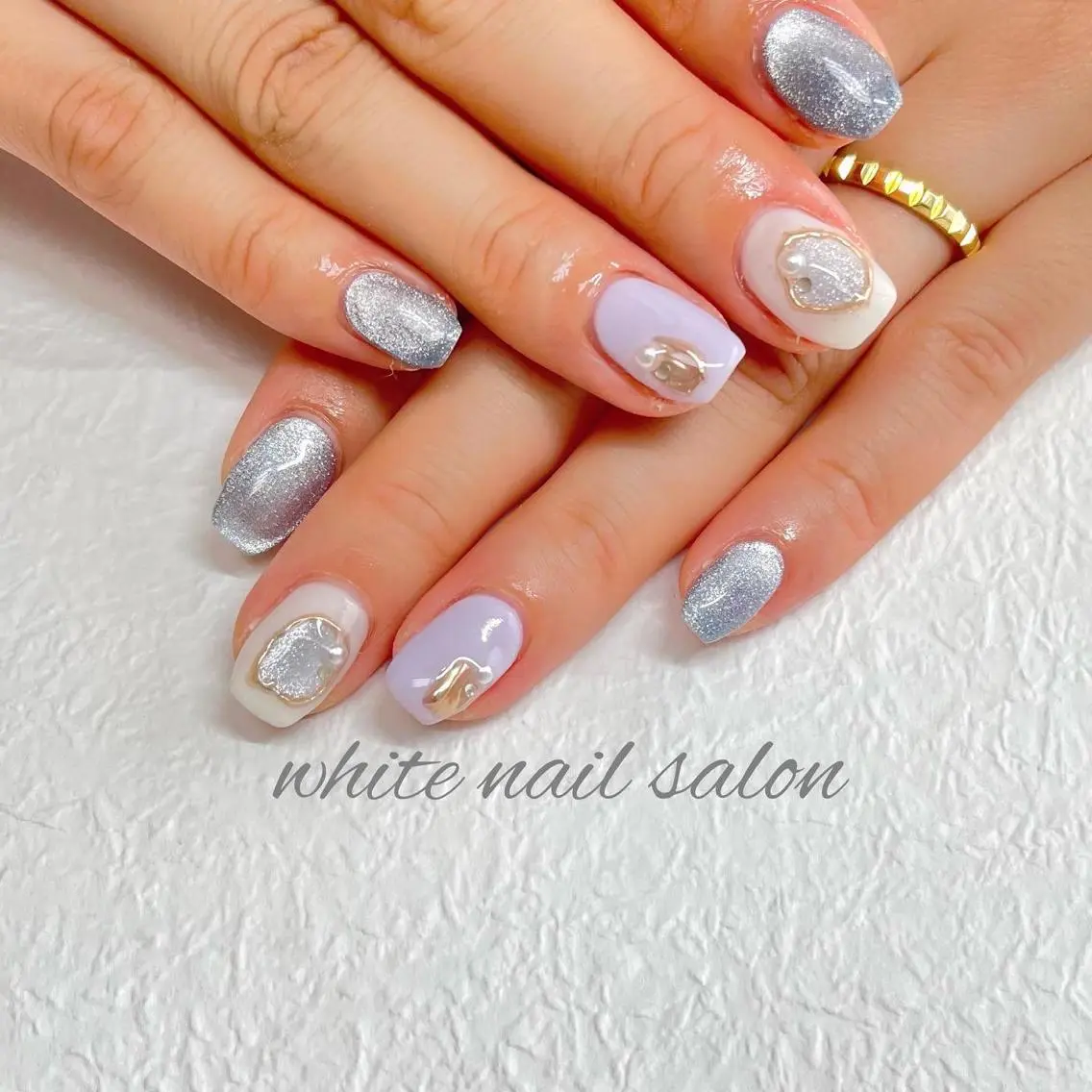 ネイル フットネイル ジェルネイル ハードジェル ラメ(グリッター) 持ち込み ハンドネイル white nail salonのネイルデザイン