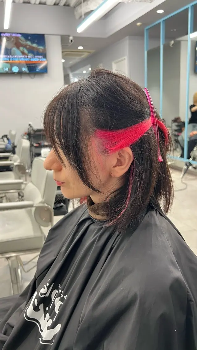 ミディアム カラー オレンジ パープルカラー 縮毛矯正練習 モデル募集✨️NOAのヘアスタイル