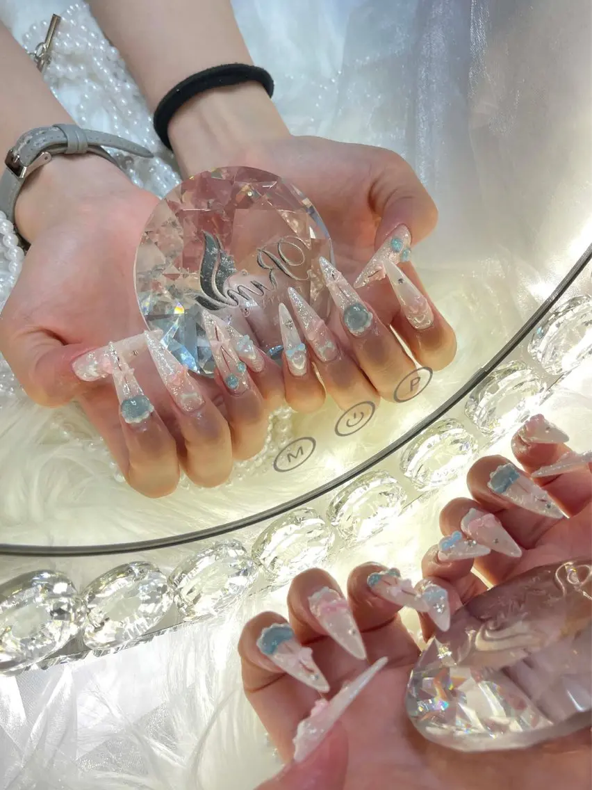 ネイル クリアネイル ドット フットネイル ジェルネイル グリーン ハンドネイル Rin Nail 新大久保店のネイルデザイン
