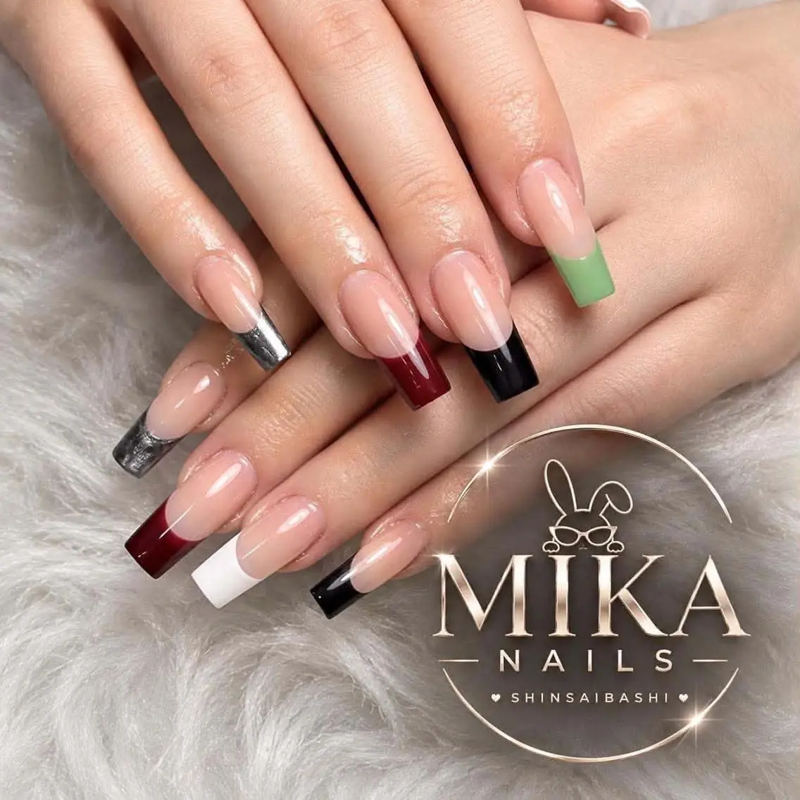 ネイル アートネイル チークネイル ドット フットネイル フレンチネイル ハンドネイル ハンドケア Mika Nails 心斎橋のネイルデザイン