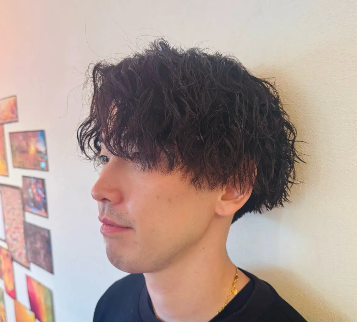 ミディアム メンズ 焼津メンズパーマ特化 大石雄生のヘアスタイル