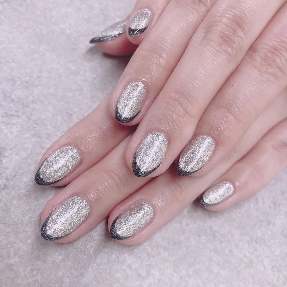 ネイル フレンチネイル シルバー FASTNAIL PLUS 新宿店のネイルデザイン