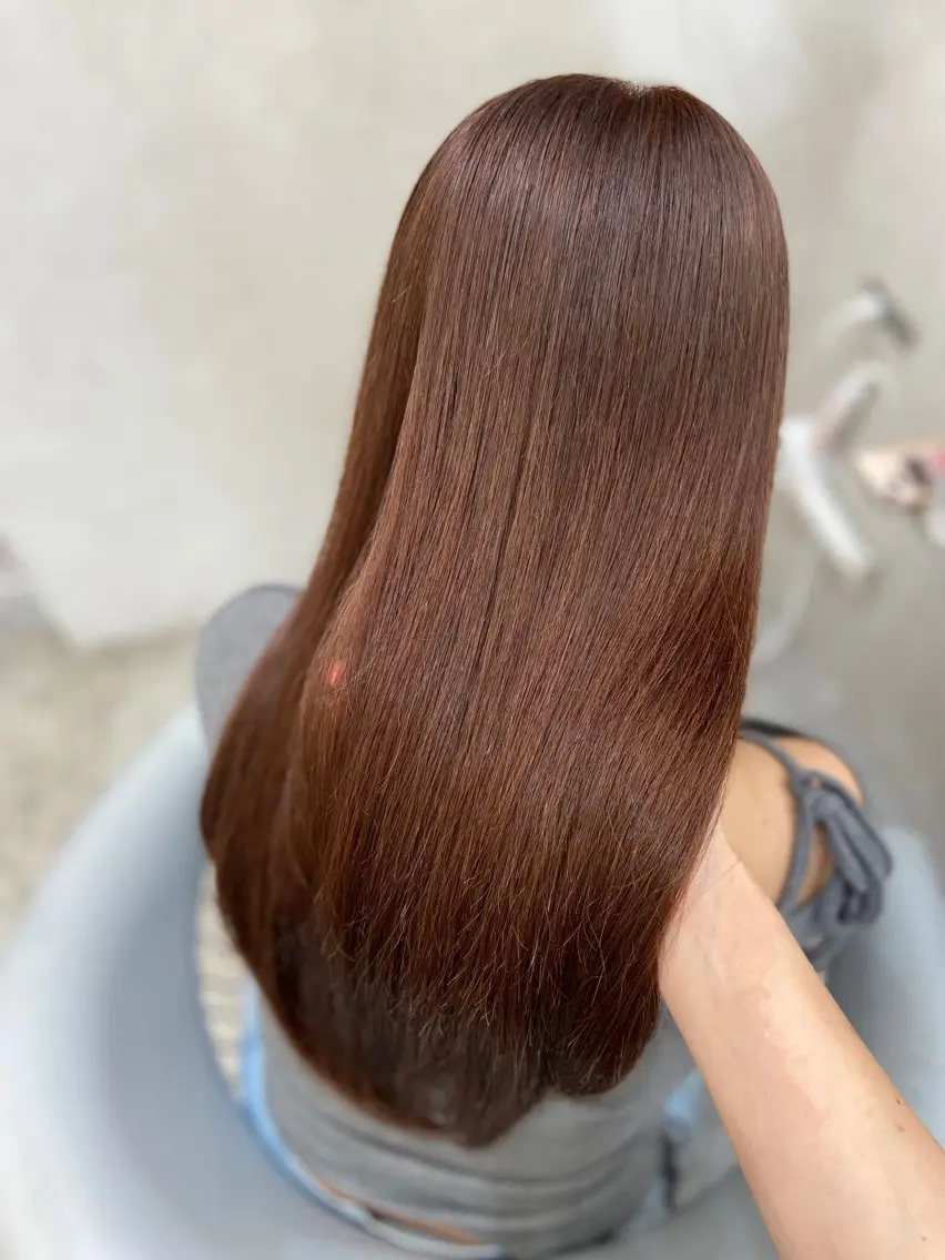 ロング カラー ベージュカラー ブリーチ ブラウンカラー ケアブリーチ ダブルカラー ヘアカラー トリートメント 新宿/韓国ヘア 中明度カラー/かやのヘアスタイル