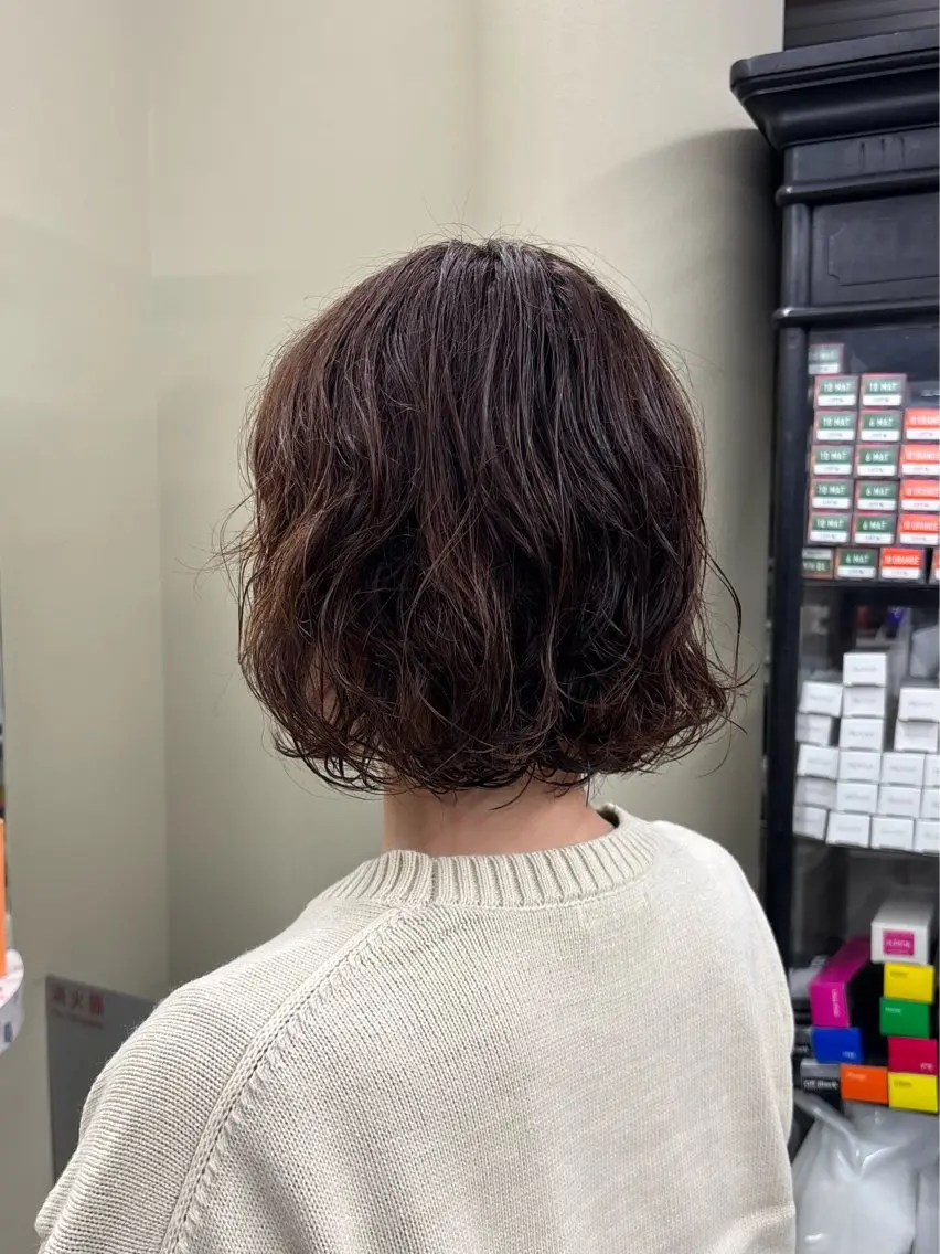 ショート パーマ カット パーマ 堀合駿輔/パーマ/ 波巻き/縮毛/ボブのヘアスタイル