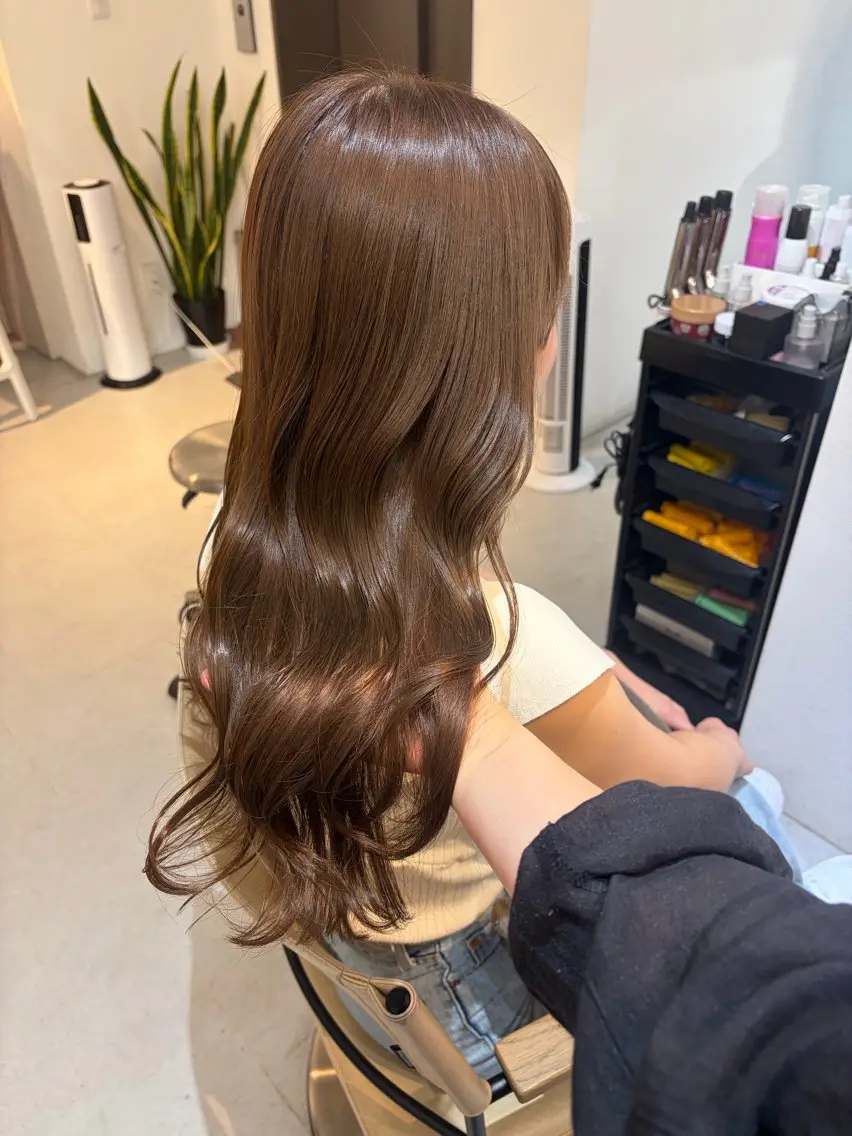 ロング カット ヘアカラー トリートメント ✨色持ちの良い艶 カラー✨蟹江真世のヘアスタイル