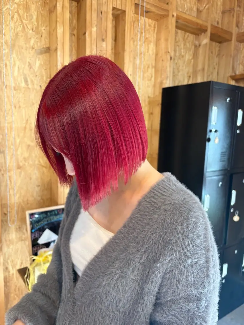 カラー まろみ暖色×ボブ ×chia🕯のヘアスタイル