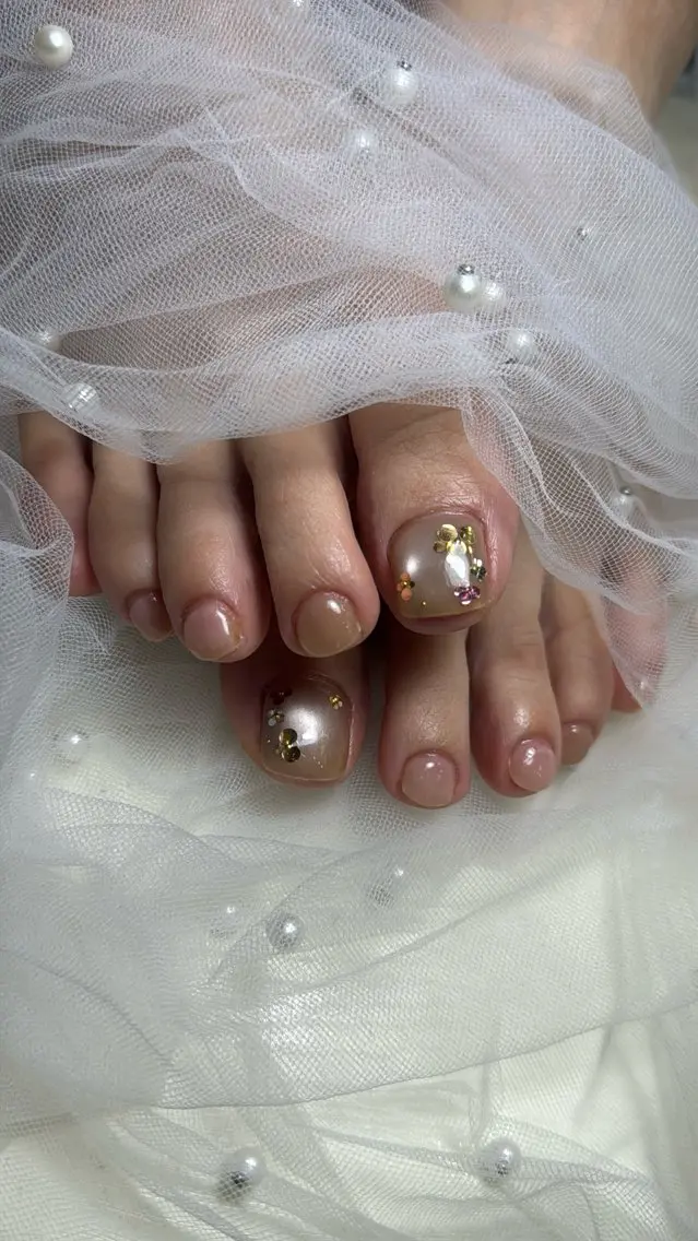 ネイル フラッシュネイル フラッシュマグ フットネイル フレンチネイル 韓国ネイル フットネイル SAKU nail 作島茜のネイルデザイン