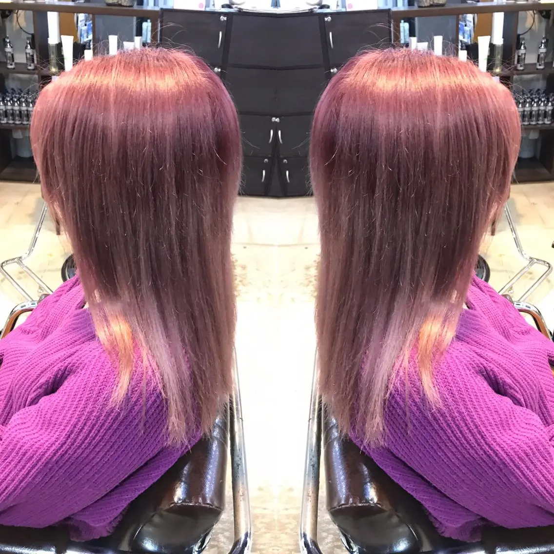 カラー ピンクカラー ヘアカラー ヘッドスパ 正分 真美のヘアスタイル