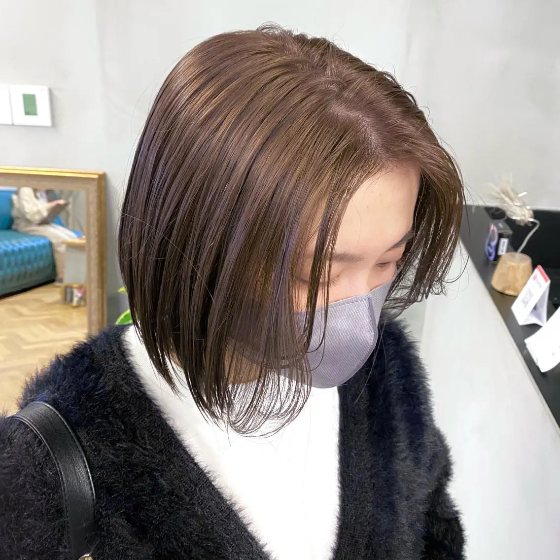 ミディアム カラー パーマ ヘアアレンジ メンズ キッズ ネイル マツエク・マツパ アイブロウ カット ヘアカラー 前川 朋香のヘアスタイル