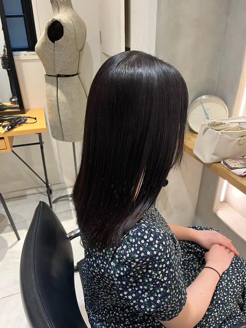 ロング パーマ 縮毛矯正 トリートメント ナミ🩶暗髪/暖色 ❤️/透明感/縮毛のヘアスタイル