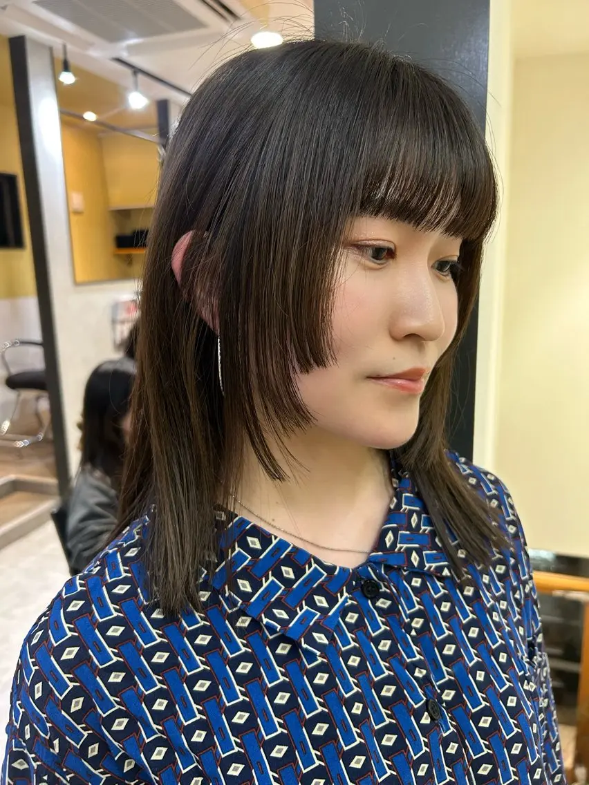 セミロング カラー 姫カット hubhair レイヤー/透明感のヘアスタイル