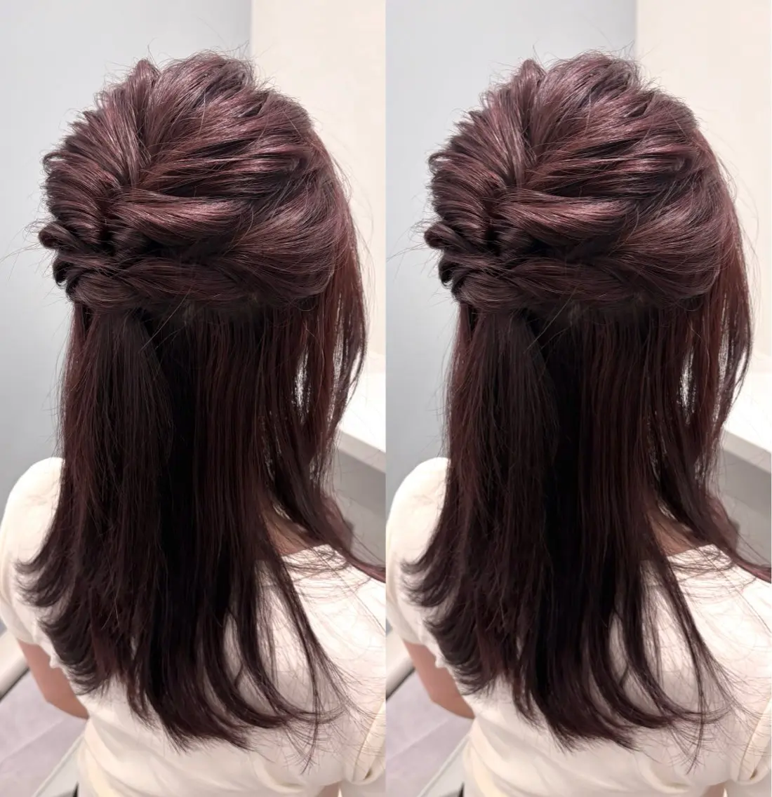 ミディアム ヘアアレンジ ハーフアップ ヘアセット 名古屋/ヘアセット/ sarina🎀のヘアスタイル