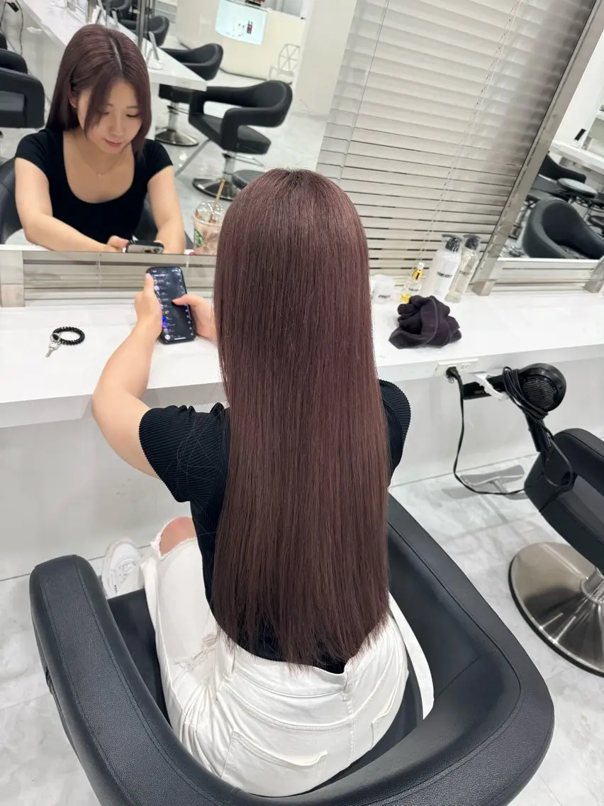 ロング カラー ヘアカラー トリートメント 大人っぽ韓国🤍ブリ ーチ/mitsukiのヘアスタイル