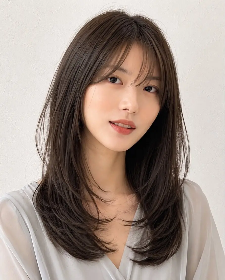 セミロング レイヤーカット カット トリートメント モテ🤍トレンドヘア /新宿/ワカナのヘアスタイル
