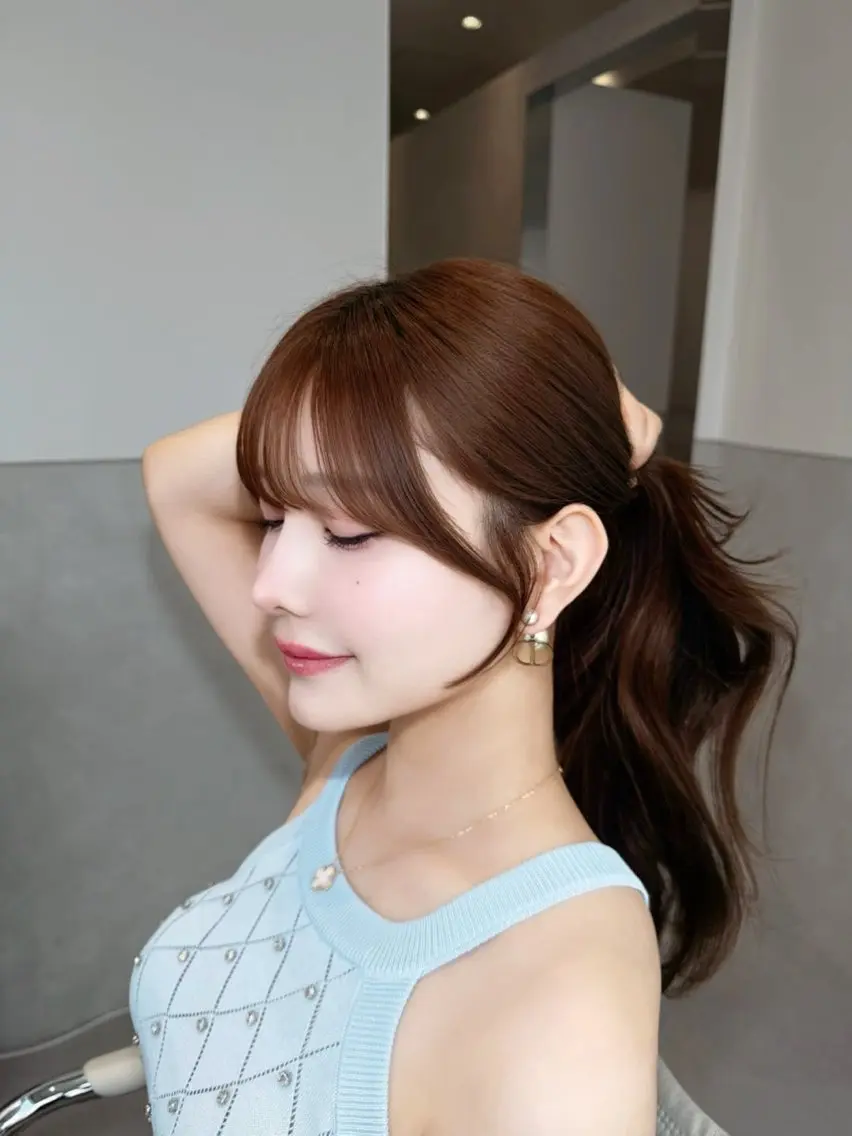 セミロング 顔周りカット 金丸 祐也のヘアスタイル