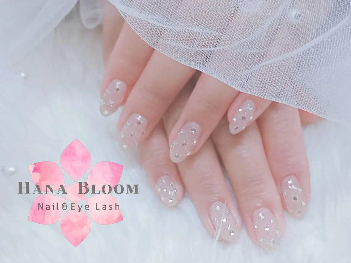 ネイル 長さ出し フレンチネイル ジェルネイル ガラスフレンチ 韓国ネイル Hana Bloom Nail💛Rinaのネイルデザイン