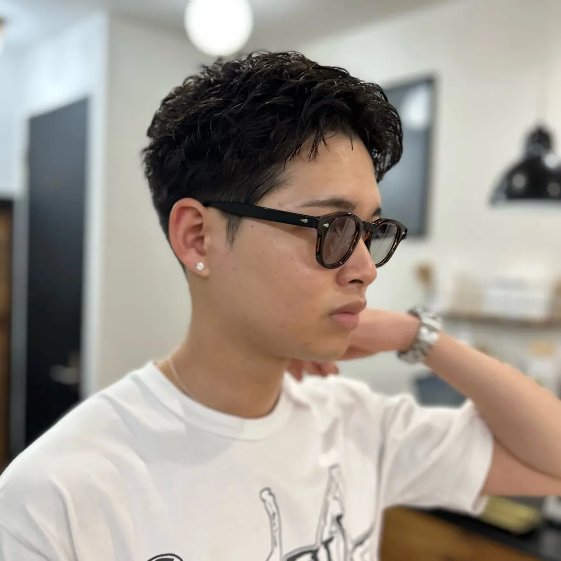 パーマ メンズ カット パーマ 春の透明感カラー／ ハラのヘアスタイル