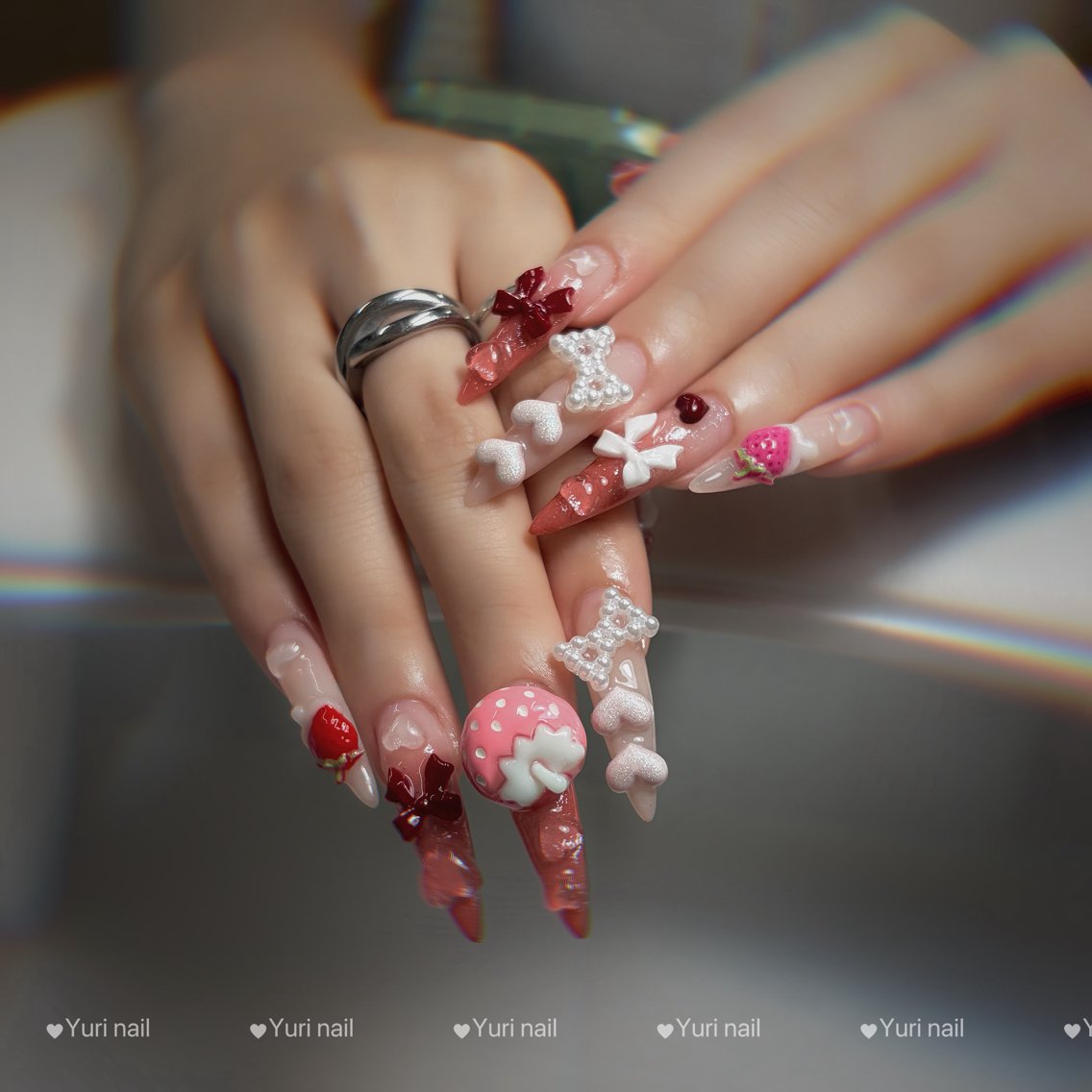 ネイル アートネイル 長さ出し フラッシュネイル ジェルネイル 韓国ネイル ハンドネイル Yuri.nail studioのネイルデザイン