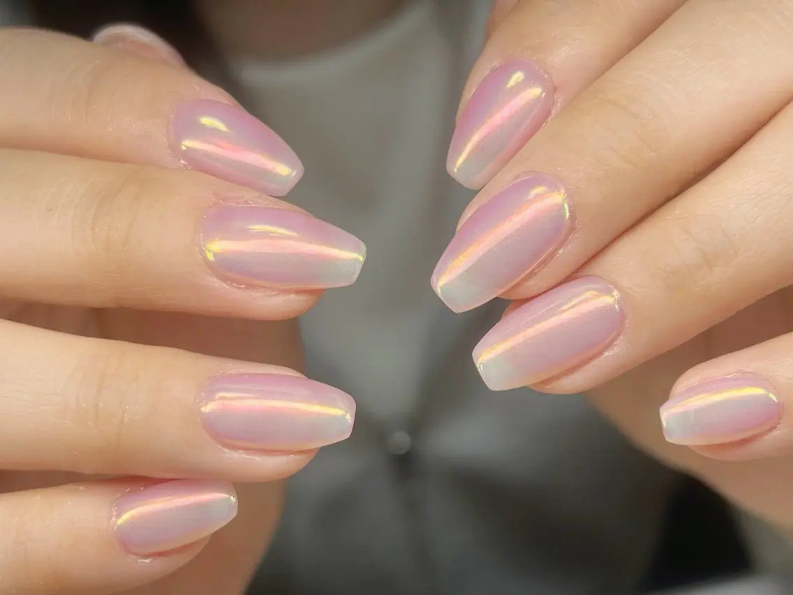 ネイル アートネイル オーロラネイル チークネイル 成人式 入学式 ハンドネイル Lino Nailのネイルデザイン