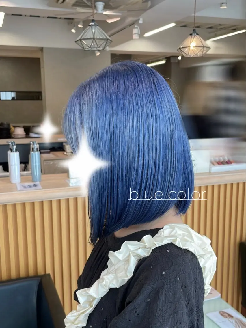 ミディアム カラー ブリーチ ブルーカラー 透明感カラー ヘアカラー レイヤーカット/ ヘアカラー/RENAのヘアスタイル