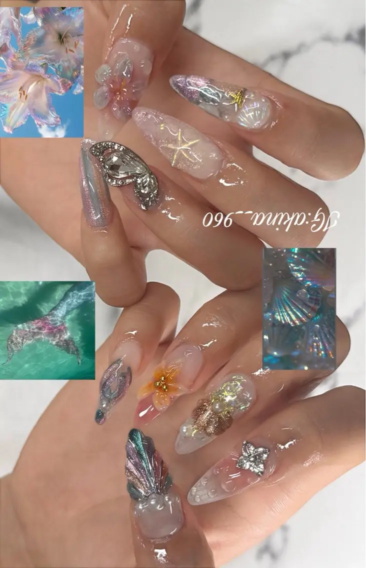 ネイル フットネイル 氷ネイル・うるうるネイル マットネイル ニュアンスネイル リボン ハンドネイル Akina Nailのネイルデザイン