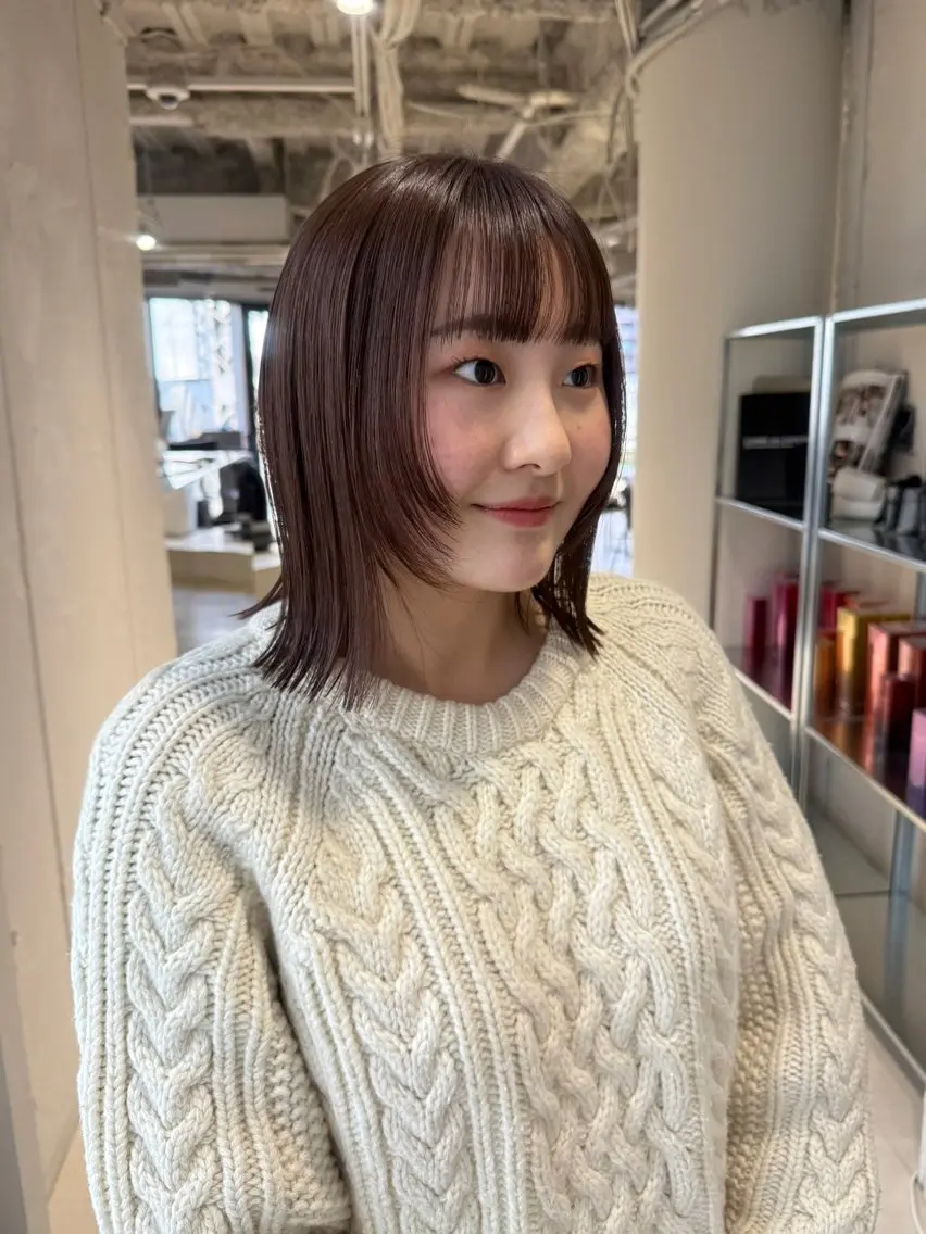 ミディアム カラー 顔まわりレイヤー レイヤーカット カット ヘアカラー トリートメント 🟡ひろの/ツヤ カラー/髪質改善🟡のヘアスタイル