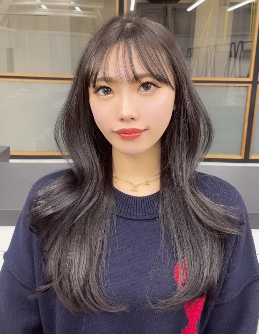 セミロング ヘアカラー 💗韓国ヘア/髪質改 善💗若菜あいこのヘアスタイル