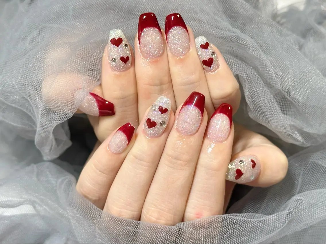 ネイル バレンタイン ハンドネイル Nail Salon KURELLYのネイルデザイン