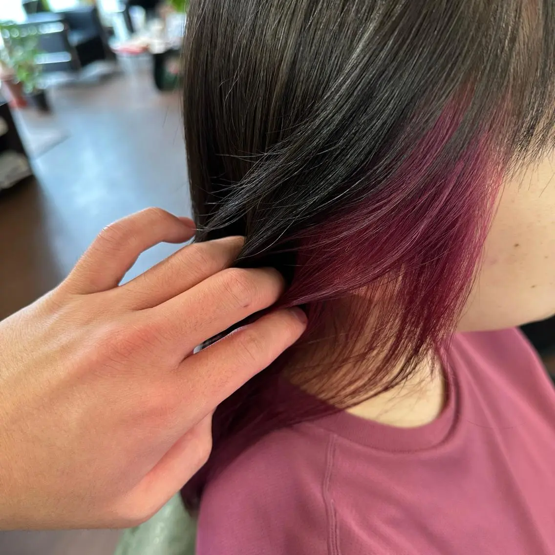 セミロング カラー 透明感カラー ピンクカラー バイオレットカラー 💜推しインナー カラー/菊池柊真💜のヘアスタイル