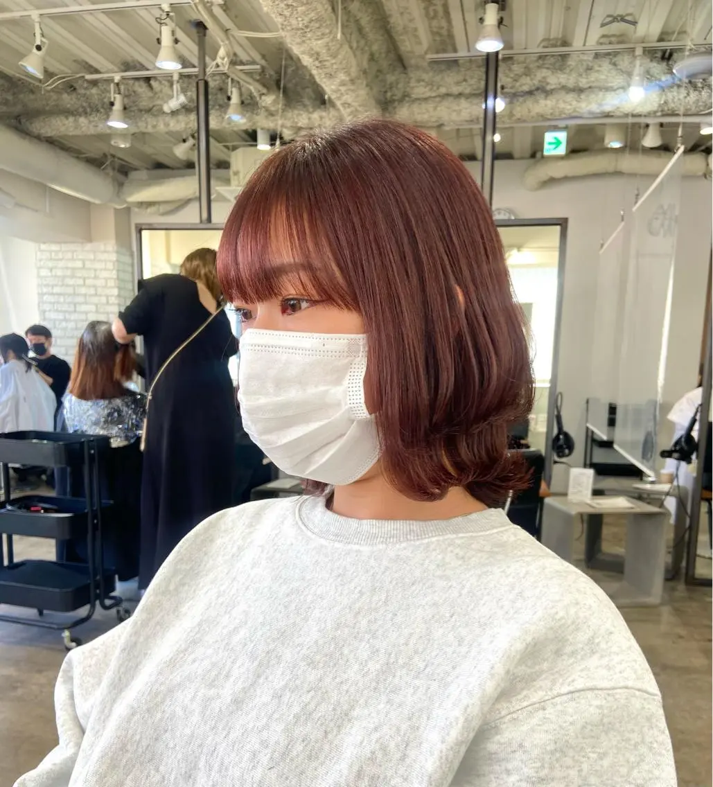 ショート カラー ブラウンカラー ピンクカラー ピンクブラウン ボブ くびれヘア 🪽似合わせカラー RENA.🪽🩶のヘアスタイル
