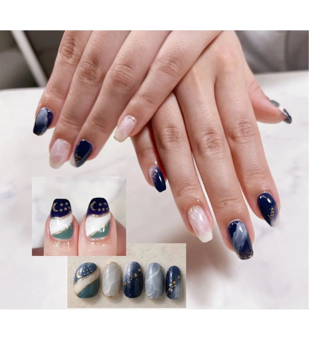 ネイル アートネイル 持ち込み ハンドネイル knail ＊RISA°.・のネイルデザイン