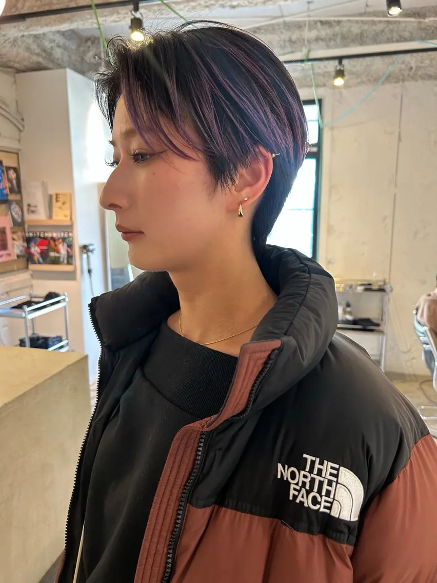 ショート カラー ハイライトカラー ピンクカラー ハイライト ショートヘア カット ヘアカラー トリートメント 村上雅人 ナチュラルモードのヘアスタイル