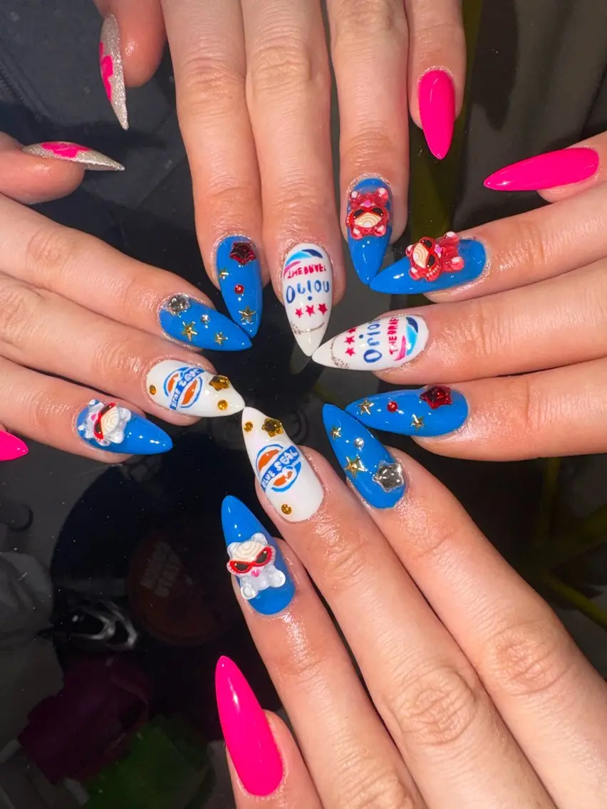 ネイル ブルー 33nail✴️栄 スミレ❇️Gel-xのネイルデザイン