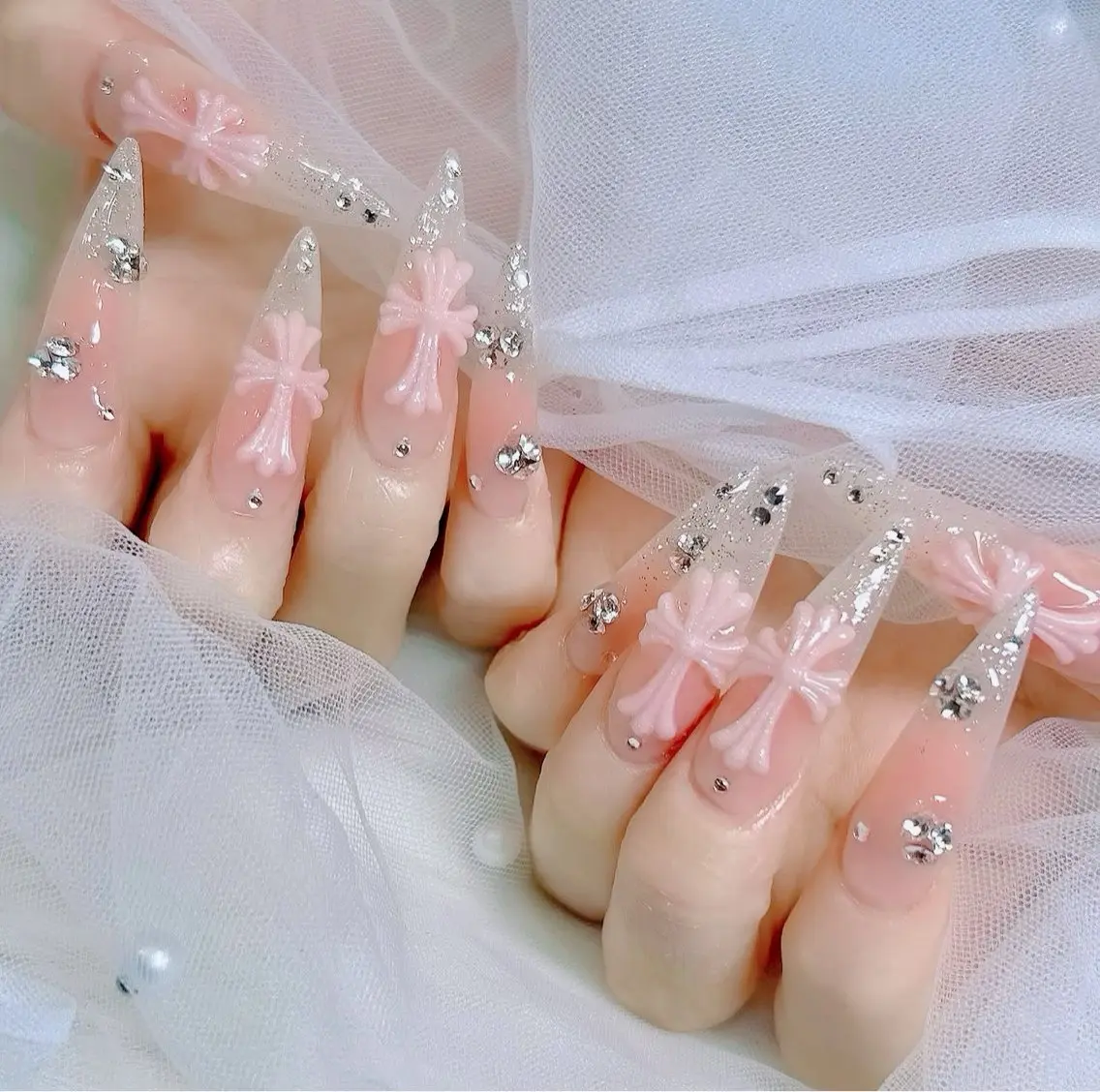 ネイル チークネイル 長さ出し フラッシュネイル フレンチネイル グラデーション ハンドネイル Lenie Nail Salonのネイルデザイン